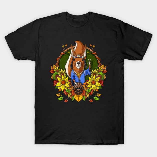 Squirrel Hippie T-Shirt by underheaven